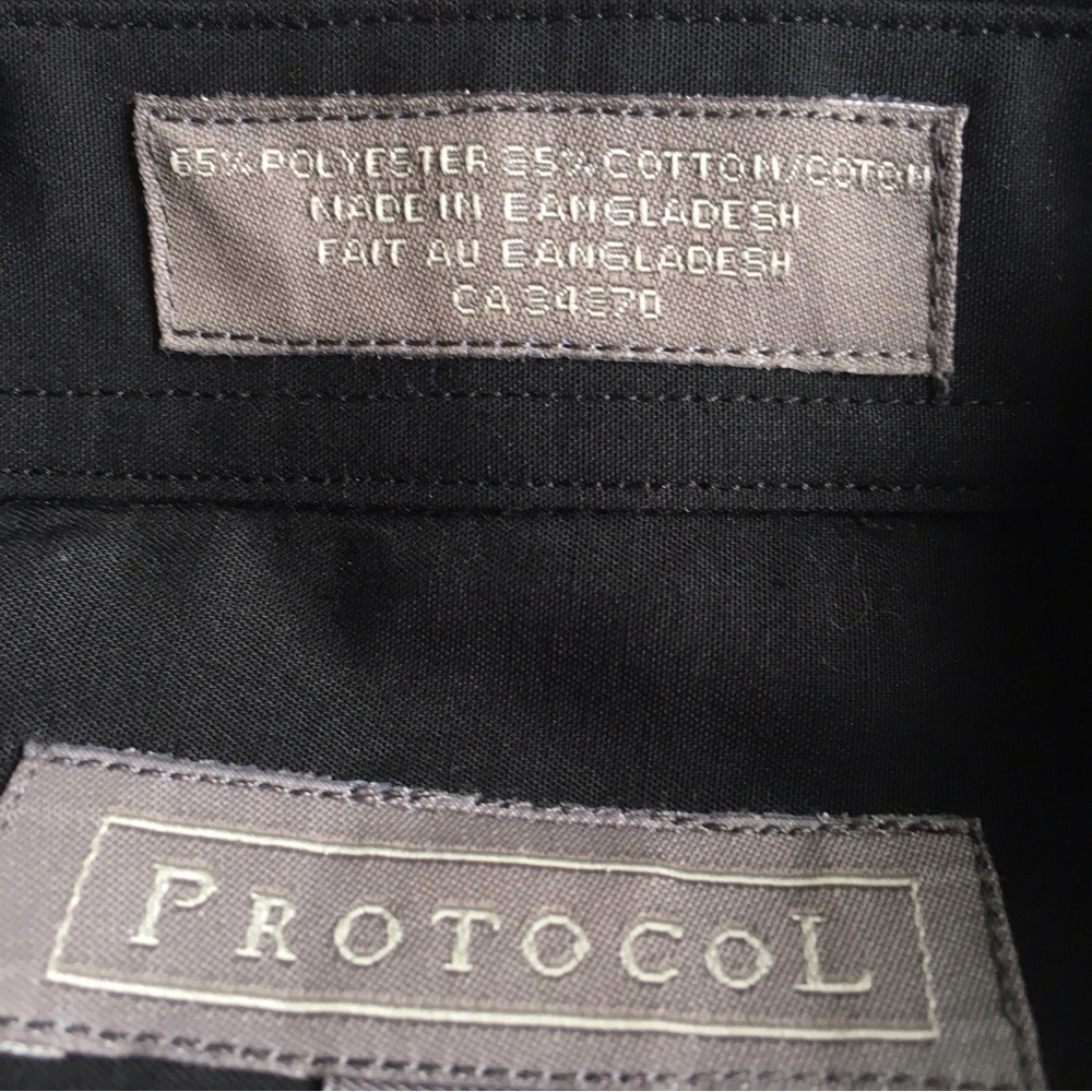 NWOT Protocol Black Dress Shirt Polyester/Cotton Blend Size 15 1/2 Sleeve 32/33 - Picture 5 of 7